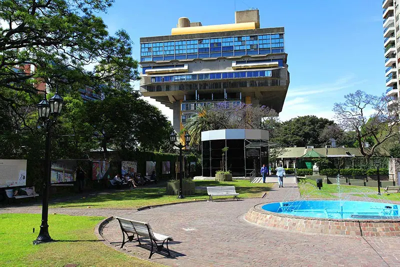 The main facade of the National Library of Buenos Aires