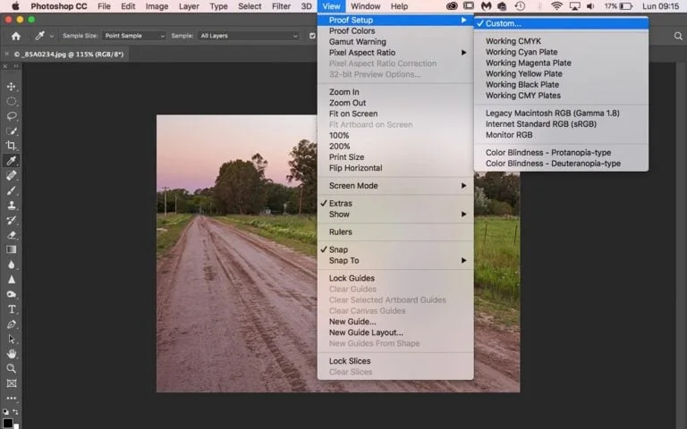 Proof setup in Photoshop