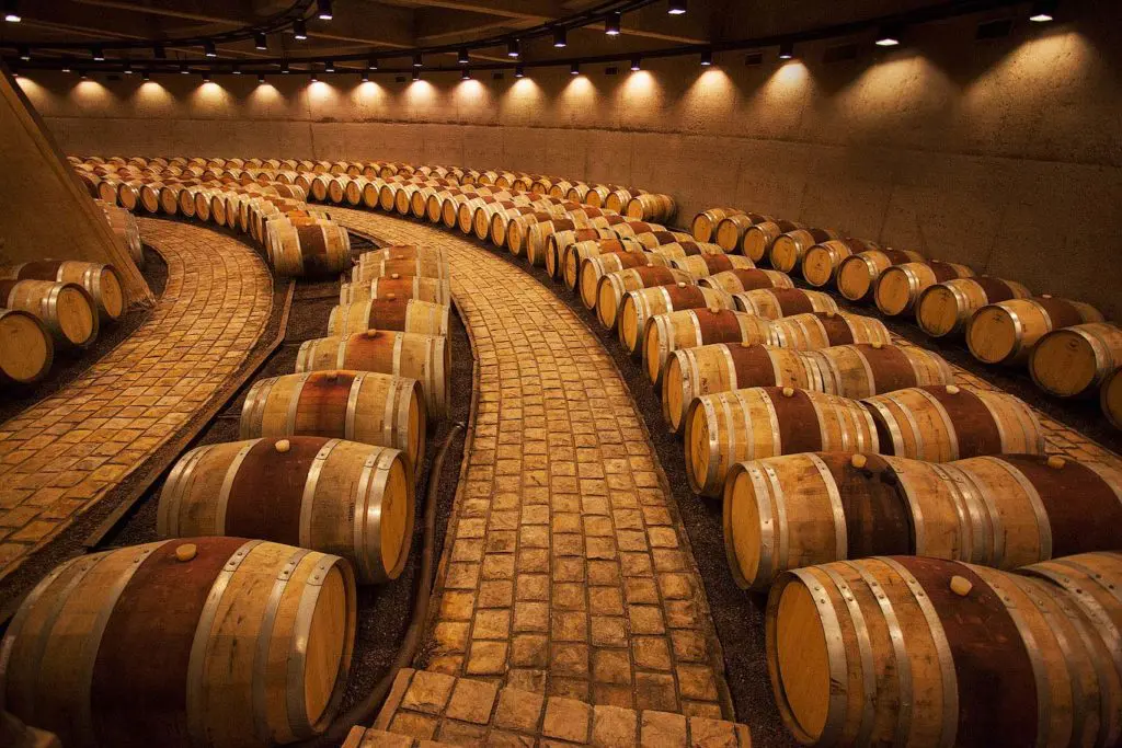 Oak barrels in Bodega Zapata
