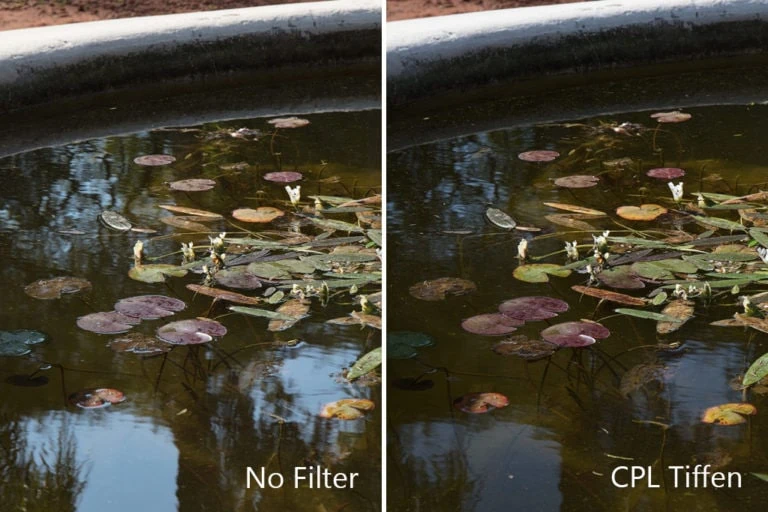 Water reflection polarizer filter