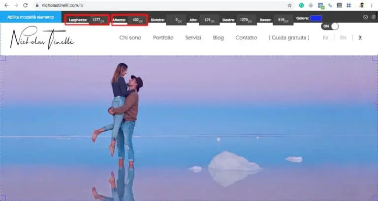 Dimensione elemento web con Page Ruler