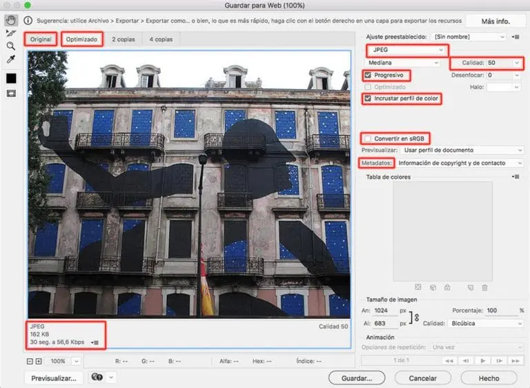 Optimizar imágenes para la web con Photoshop