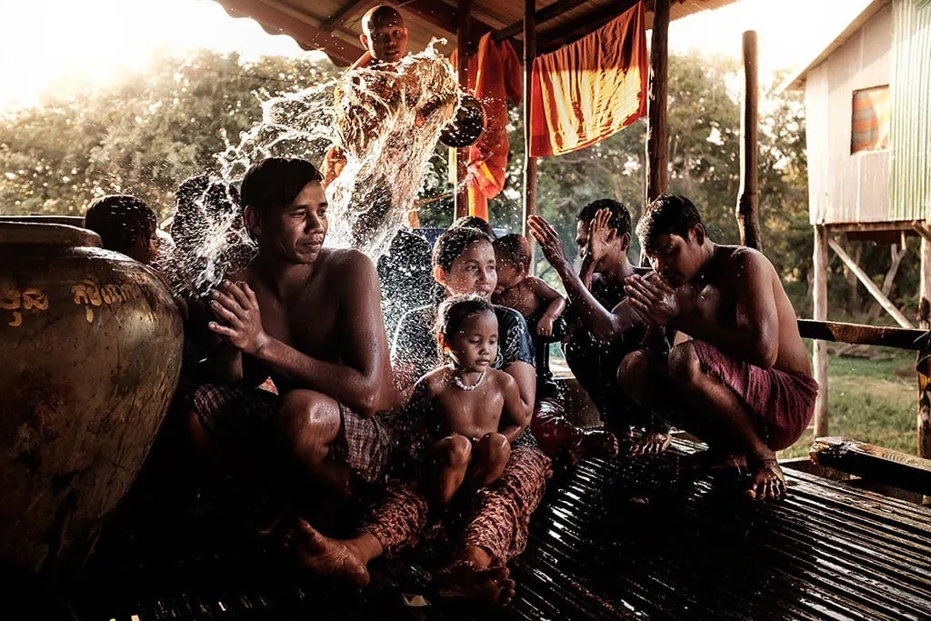 water blessing in Cambodia