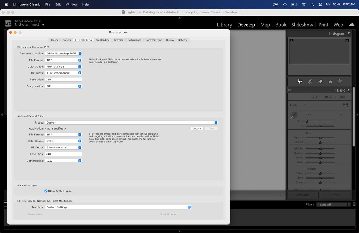 Lightroom classic external editing preferences