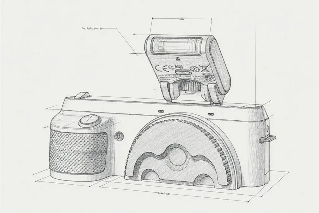 on camera built flash